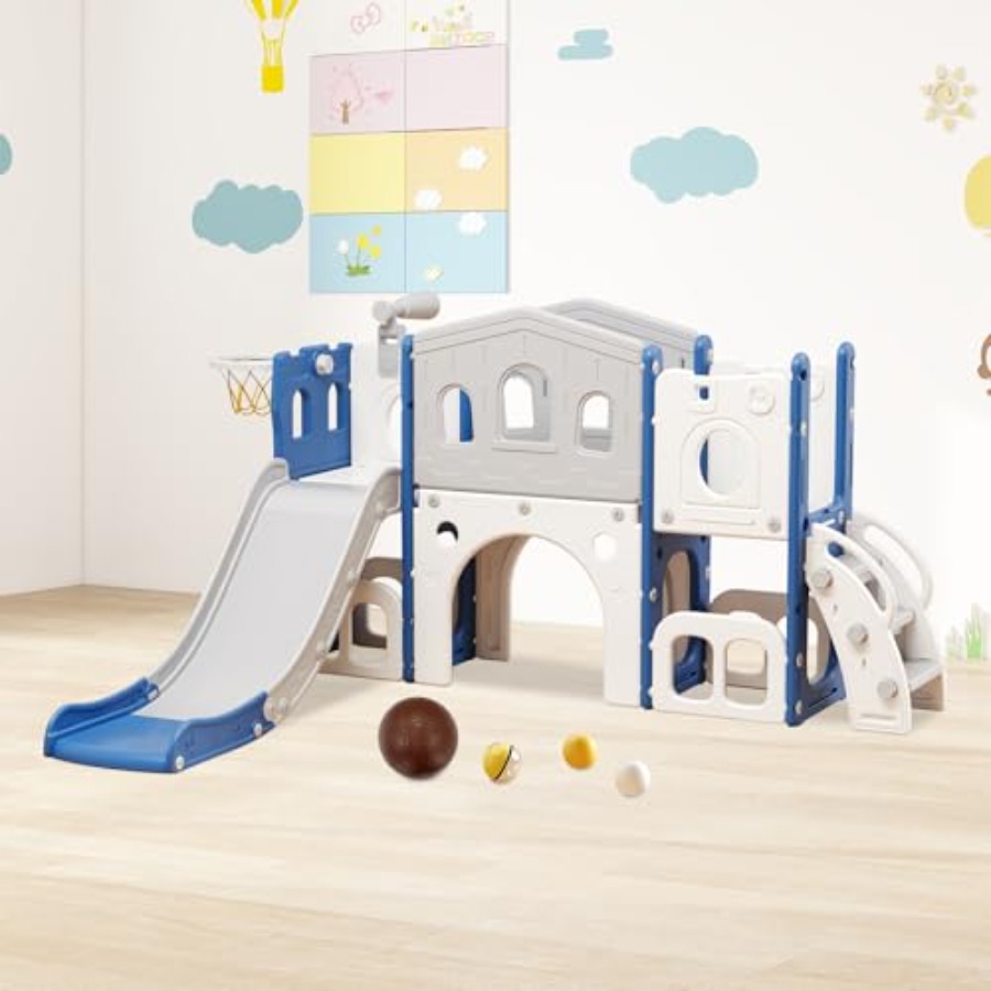 Kids Outdoor Basketball - 8 in 1 Toddler Slide Set