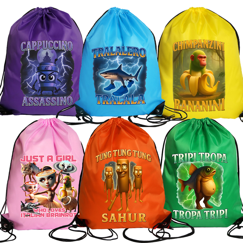Kids Outdoor Backpack - Tralalero Tralala Drawstring Backpack Tungtung Sahur