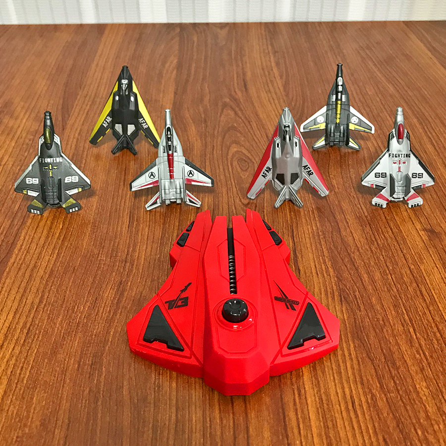 Play Kids Outdoor - 6pcs Fighter Plane Red Launcher Toy,