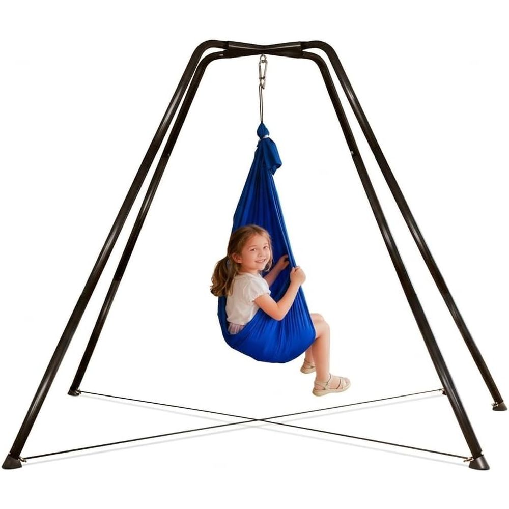 Kids Outdoor Hammock Swing - Indoor-Outdoor Metal Hammock Swing Set for