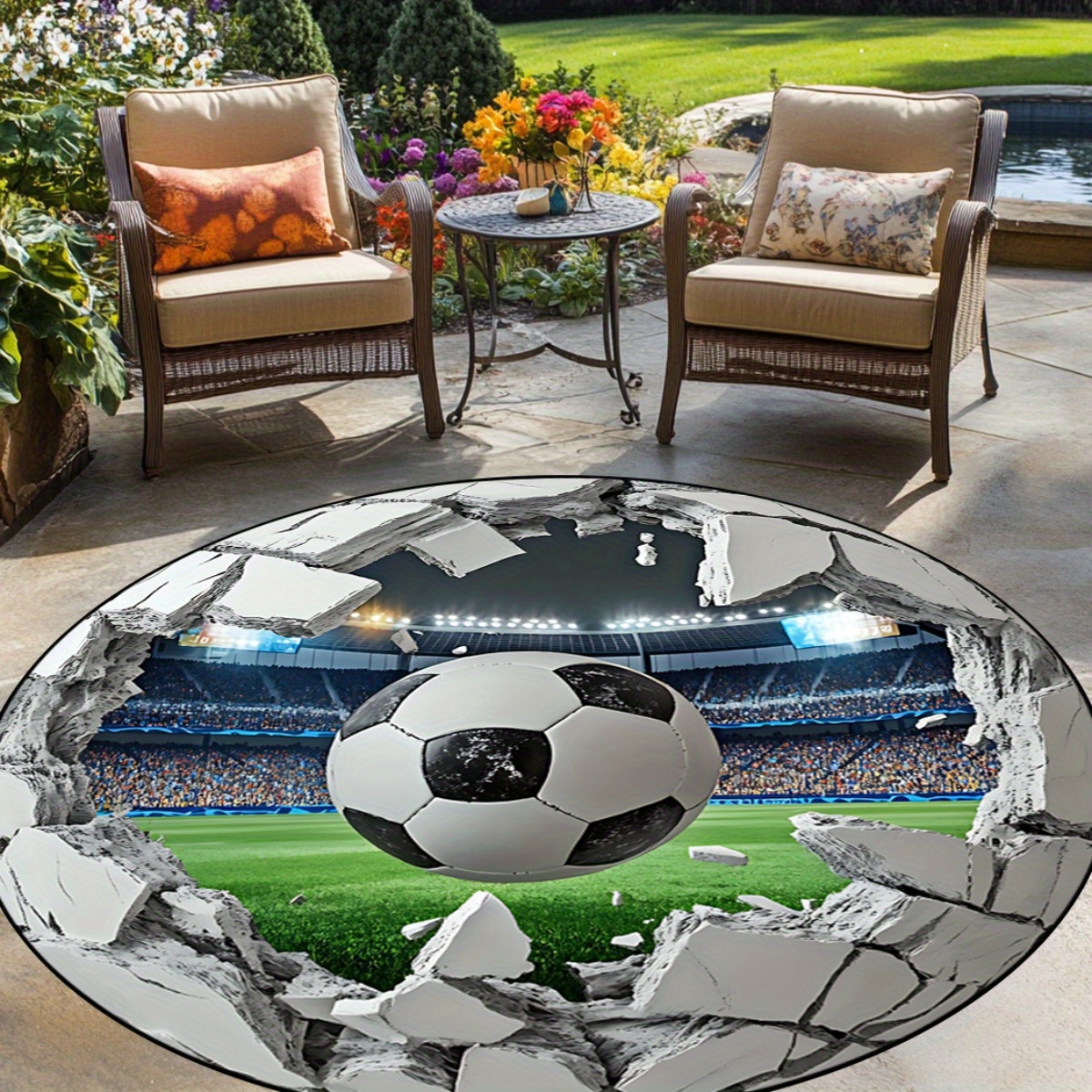 3D Football Field Round Area R - Kids Outdoor Mat Waterproof ulasan dan harga