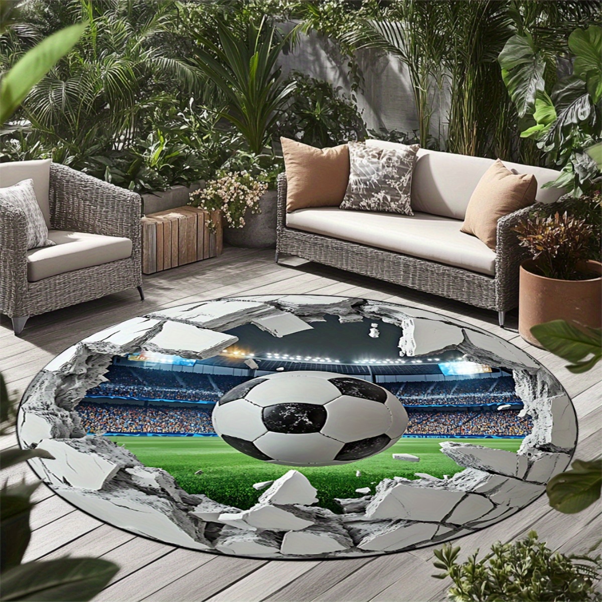3D Football Field Round Area R - Kids Outdoor Mat Waterproof ulasan dan harga