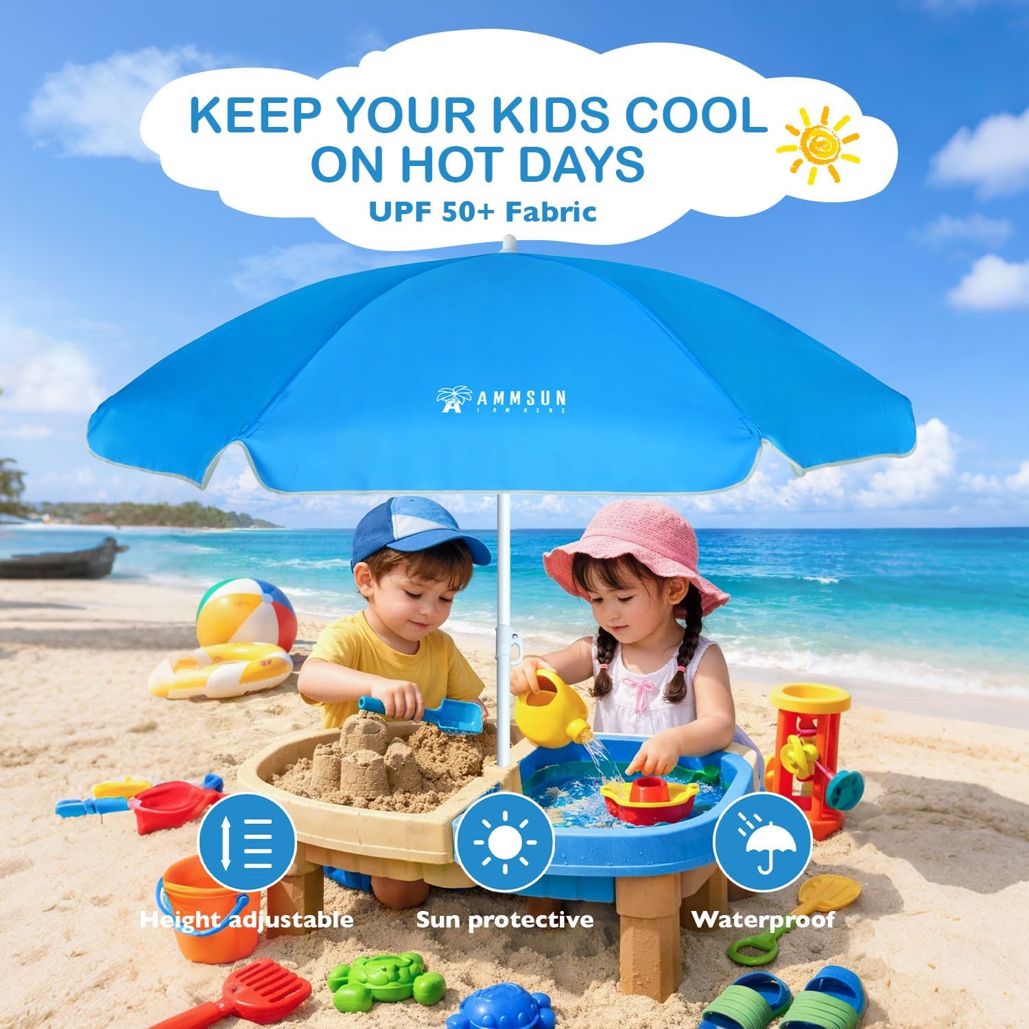 5ft Beach Umbrella for Sand an - Play Kids Outdoor ulasan dan harga