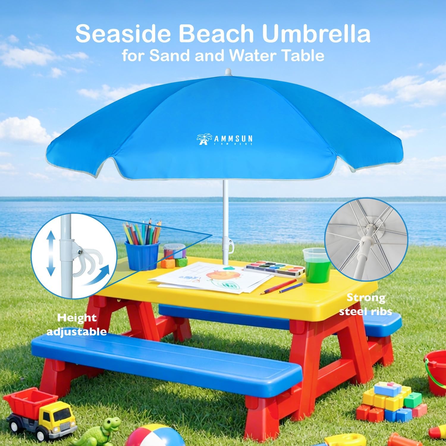 5ft Beach Umbrella for Sand an - Play Kids Outdoor ulasan dan harga