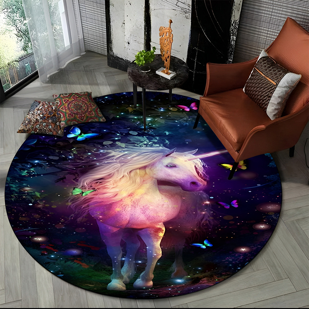 Unicorn Cartoon Animal Round C - Kids Outdoor Mat Waterproof ulasan dan harga
