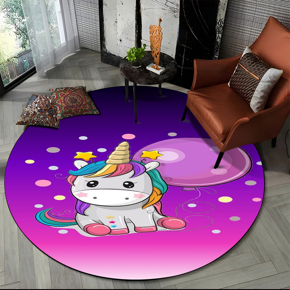 Unicorn Cartoon Animal Round C - Kids Outdoor Mat Waterproof ulasan dan harga