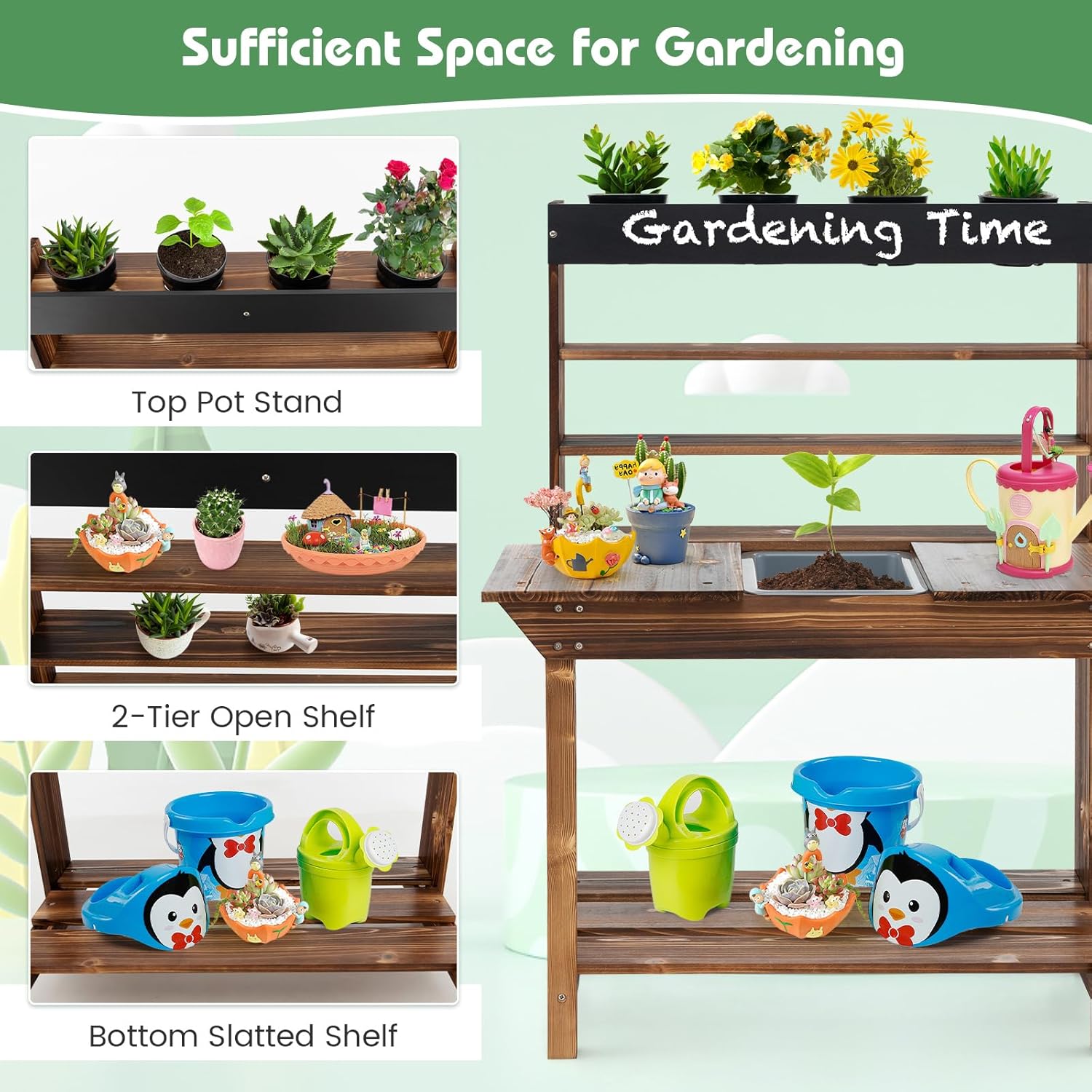 Mud Kitchen, Fir Wood Kids Pot - Kids Outdoor House With Kitchen ulasan dan harga