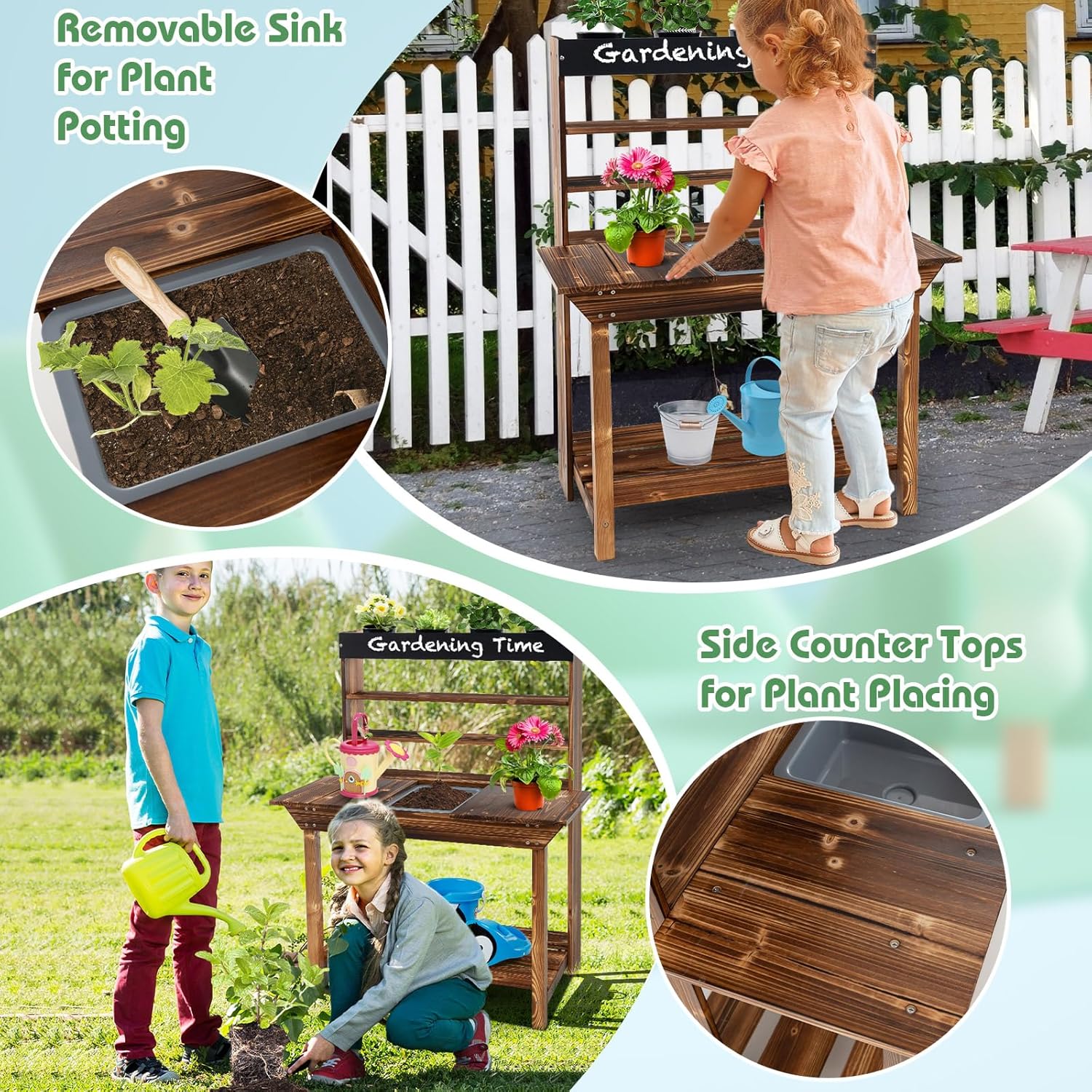 Mud Kitchen, Fir Wood Kids Pot - Kids Outdoor House With Kitchen ulasan dan harga