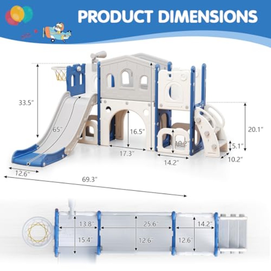 8 in 1 Toddler Slide Set Kid S - Kids Outdoor Basketball ulasan dan harga