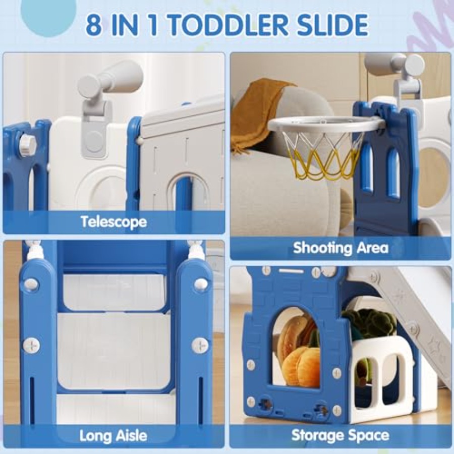 8 in 1 Toddler Slide Set Kid S - Kids Outdoor Basketball ulasan dan harga