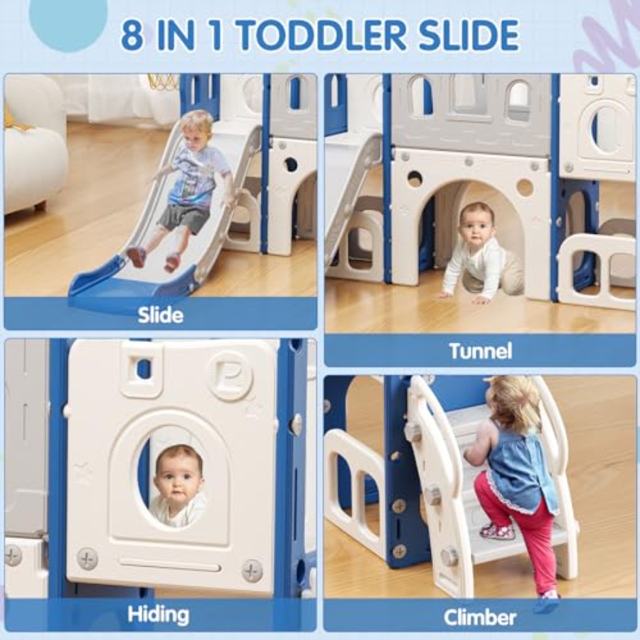 8 in 1 Toddler Slide Set Kid S - Kids Outdoor Basketball ulasan dan harga