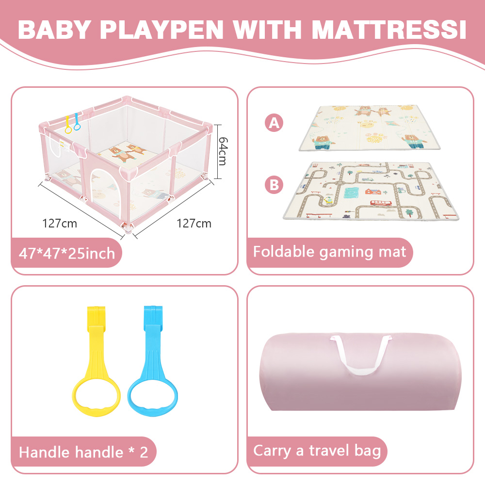 Baby Playpen with Mat Foldable - Kids Outdoor Fence ulasan dan harga