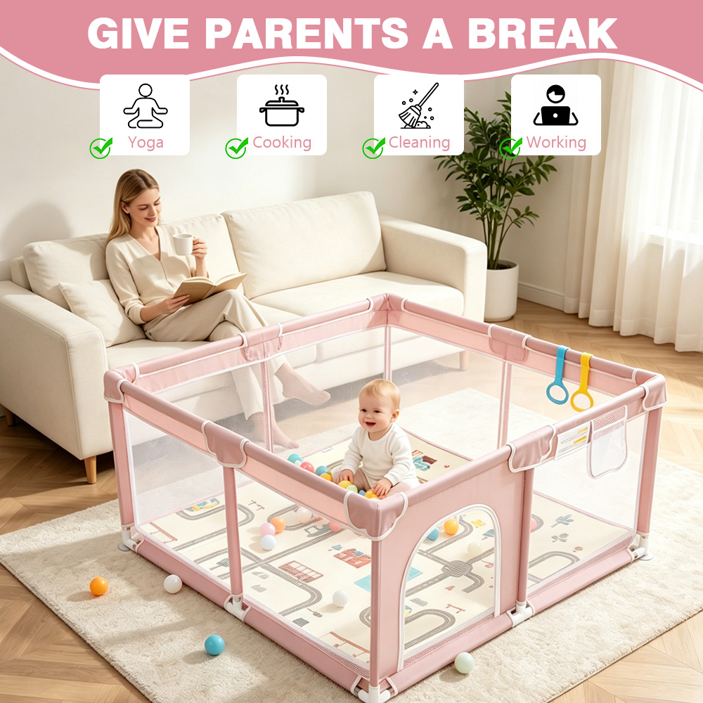 Baby Playpen with Mat Foldable - Kids Outdoor Fence ulasan dan harga