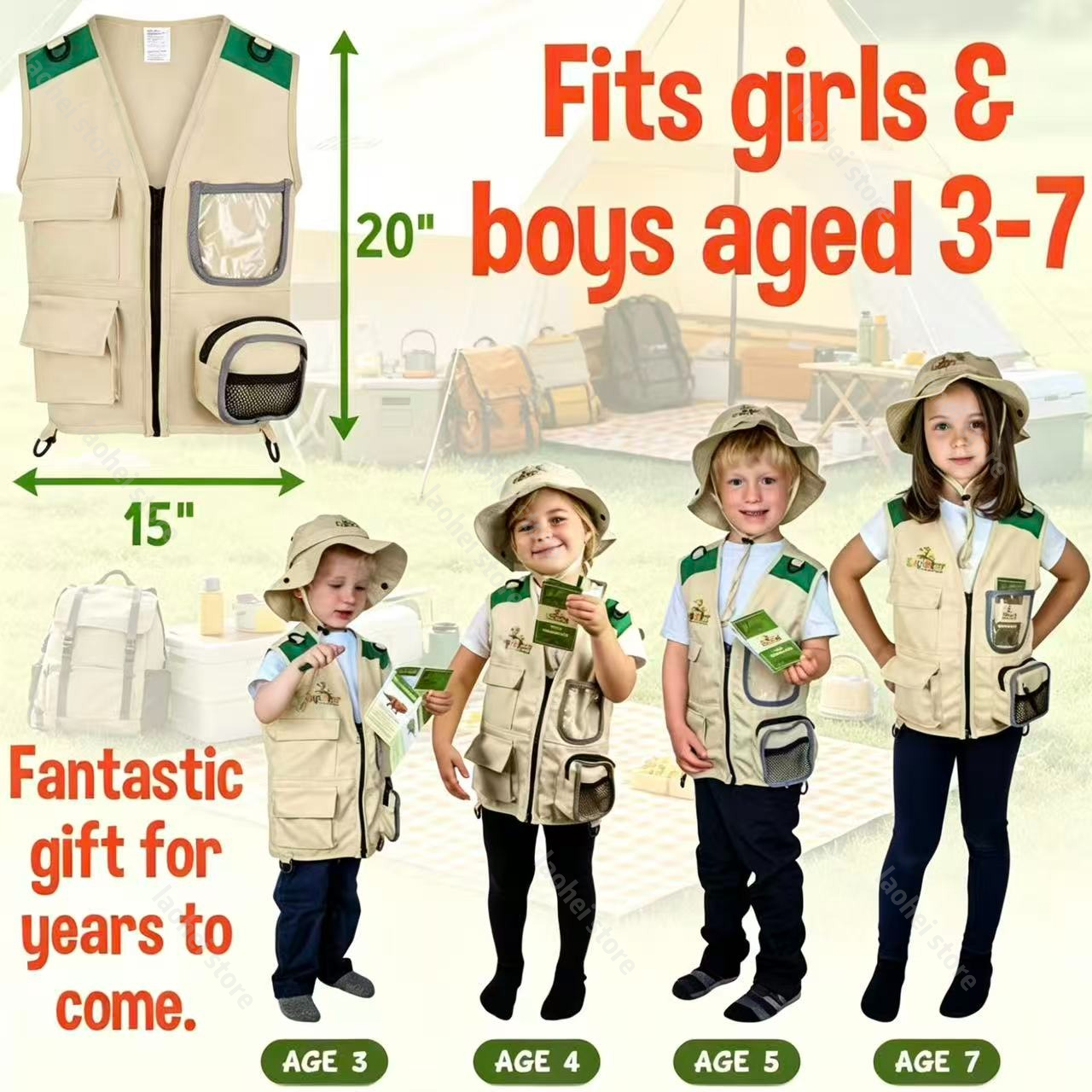 Kids Explorer Vest and Hat Cos - Play Kids Outdoor ulasan dan harga
