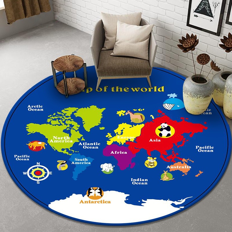 VIKAMA Round Cartoon Carpet fo - Kids Outdoor Mat Waterproof ulasan dan harga