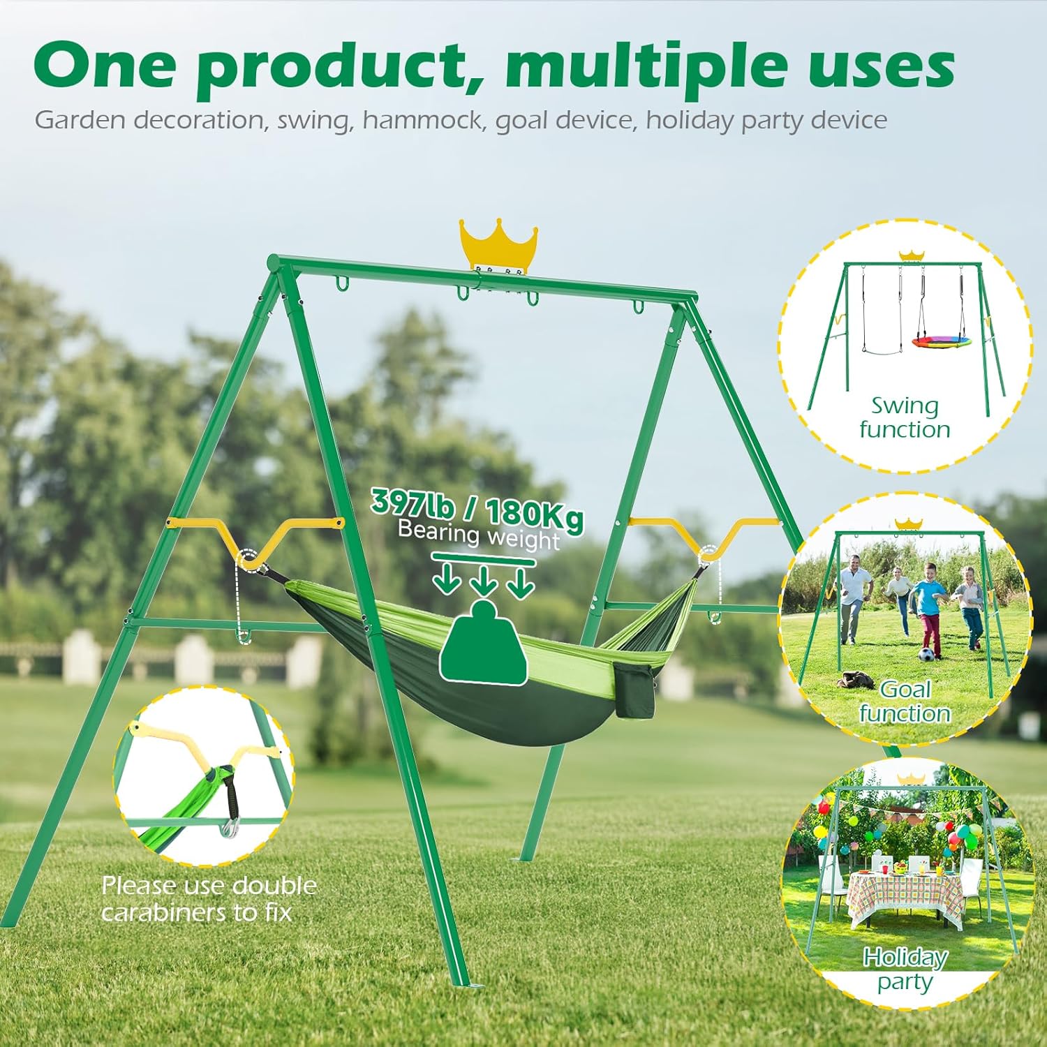 Crown 2-in-1 Swing&Hammock,460 - Kids Outdoor Hammock Swing ulasan dan harga