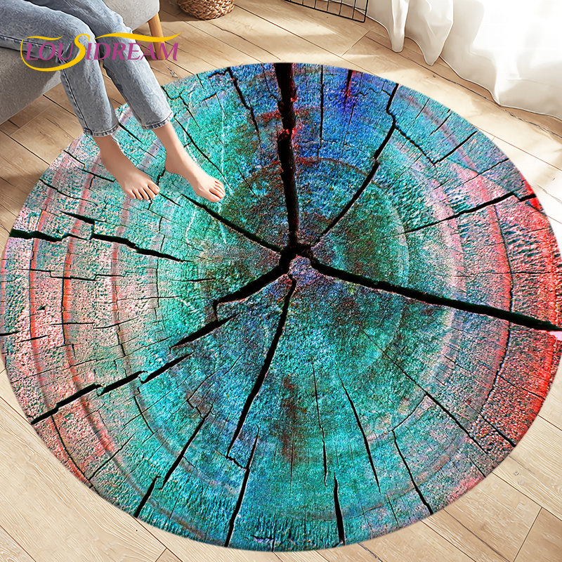 3D Wood Grain Round Area Rug,C - Kids Outdoor Mat Waterproof ulasan dan harga