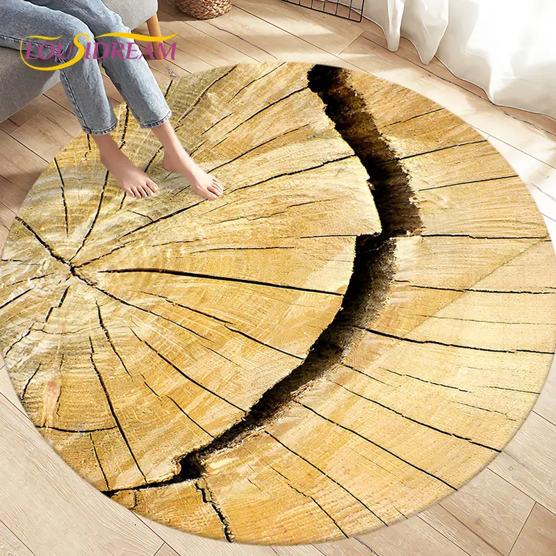 3D Wood Grain Round Area Rug,C - Kids Outdoor Mat Waterproof ulasan dan harga