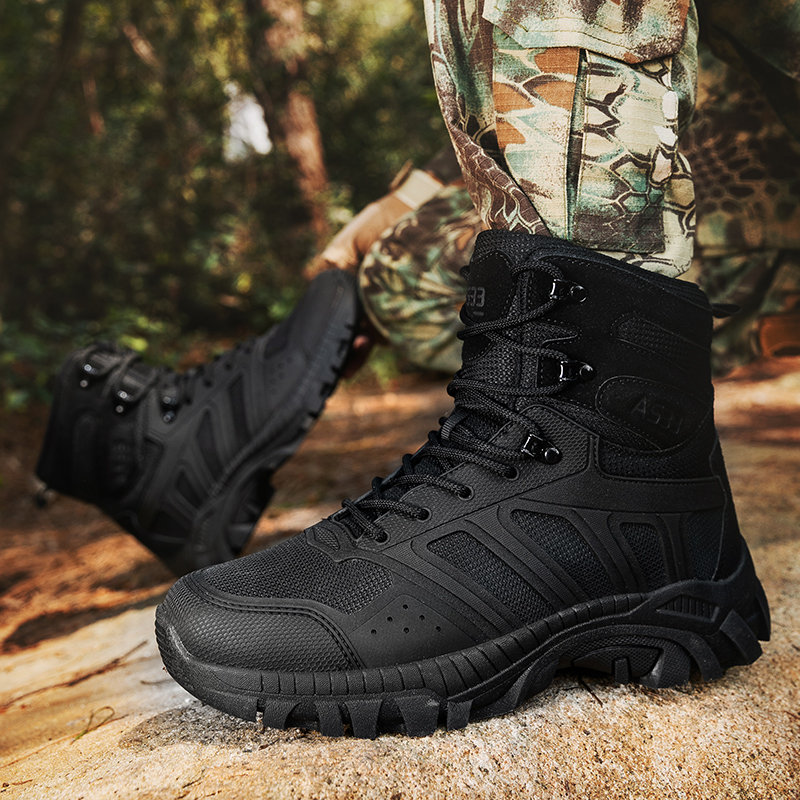 Men Tactical Boots Lace Up Des - Kids Outdoor Climbing ulasan dan harga