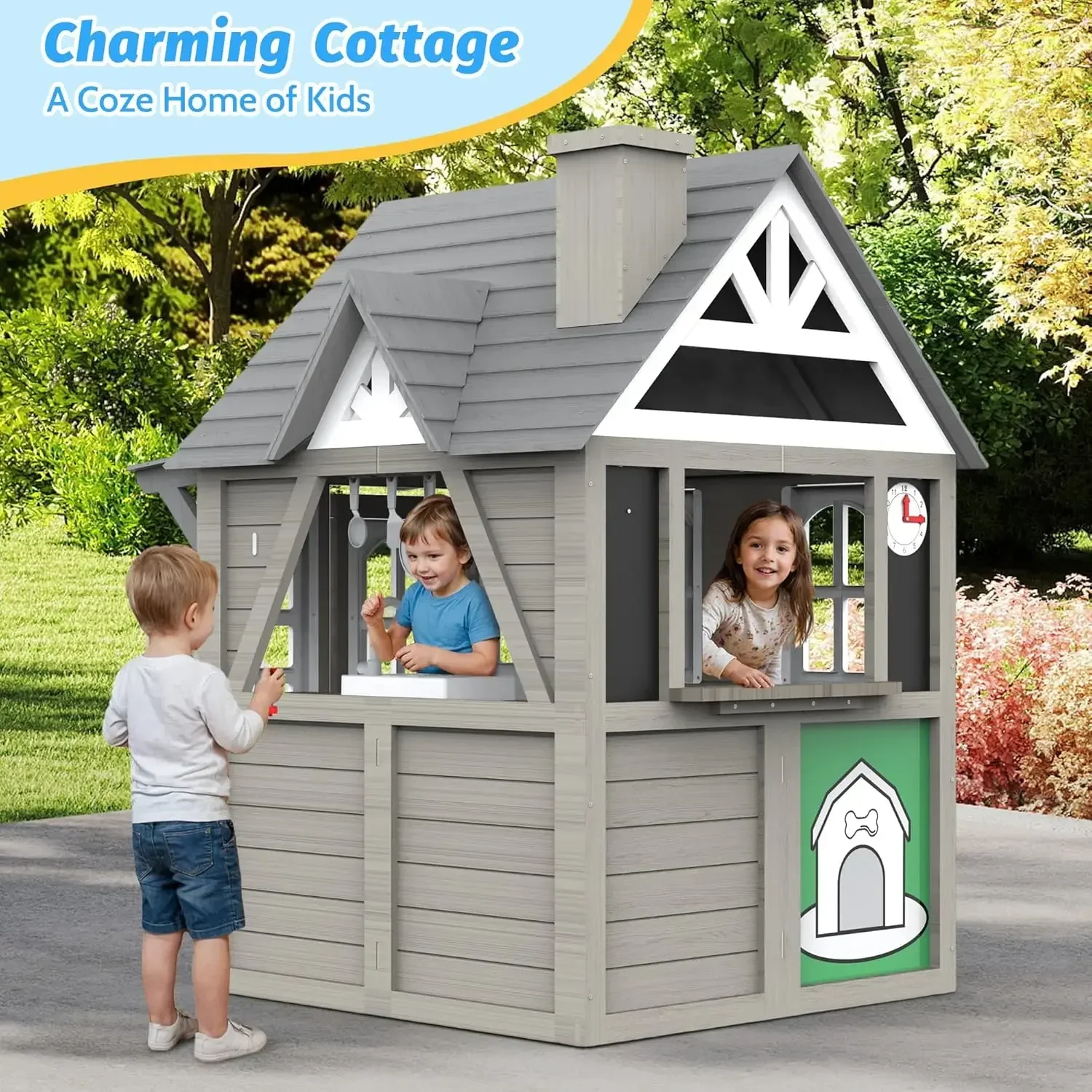 Kids Outdoor Playhouse,Cedar G - Kids Outdoor House With Kitchen ulasan dan harga