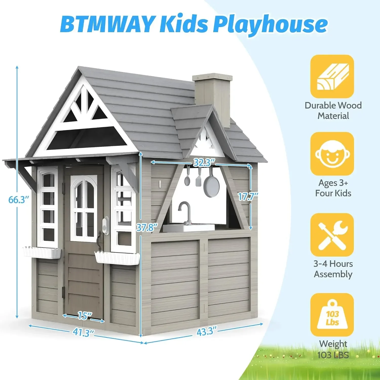 Kids Outdoor Playhouse,Cedar G - Kids Outdoor House With Kitchen ulasan dan harga