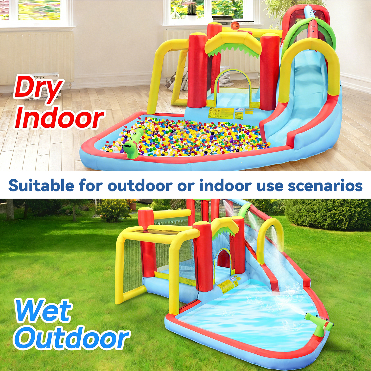7in1 Inflatable Water Slide Pa - Kids Outdoor Basketball ulasan dan harga
