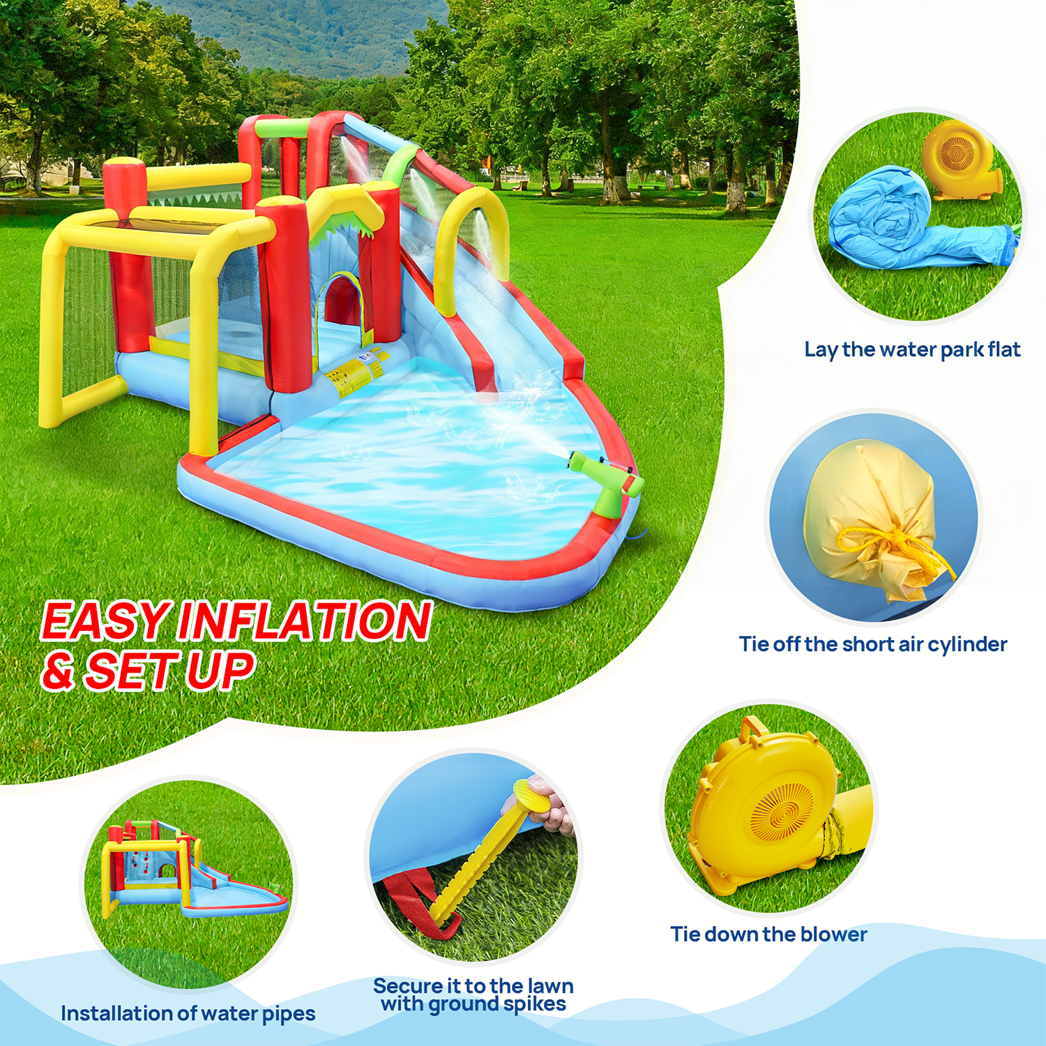 7in1 Inflatable Water Slide Pa - Kids Outdoor Basketball ulasan dan harga