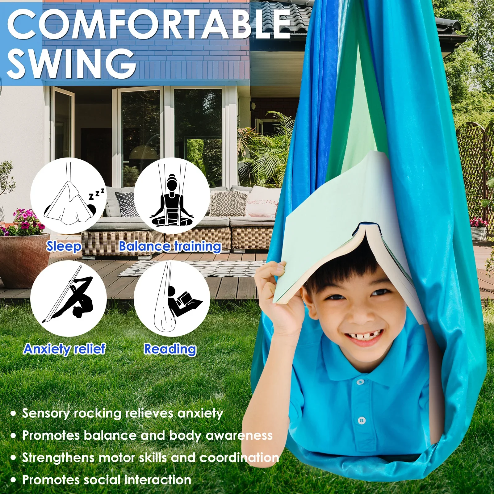 Sensory Swing Comfortable Kids - Kids Outdoor Hammock Swing ulasan dan harga
