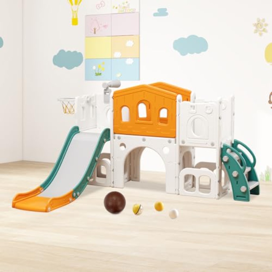 8 in 1 Toddler Slide Set Kid S - Kids Outdoor Basketball ulasan dan harga