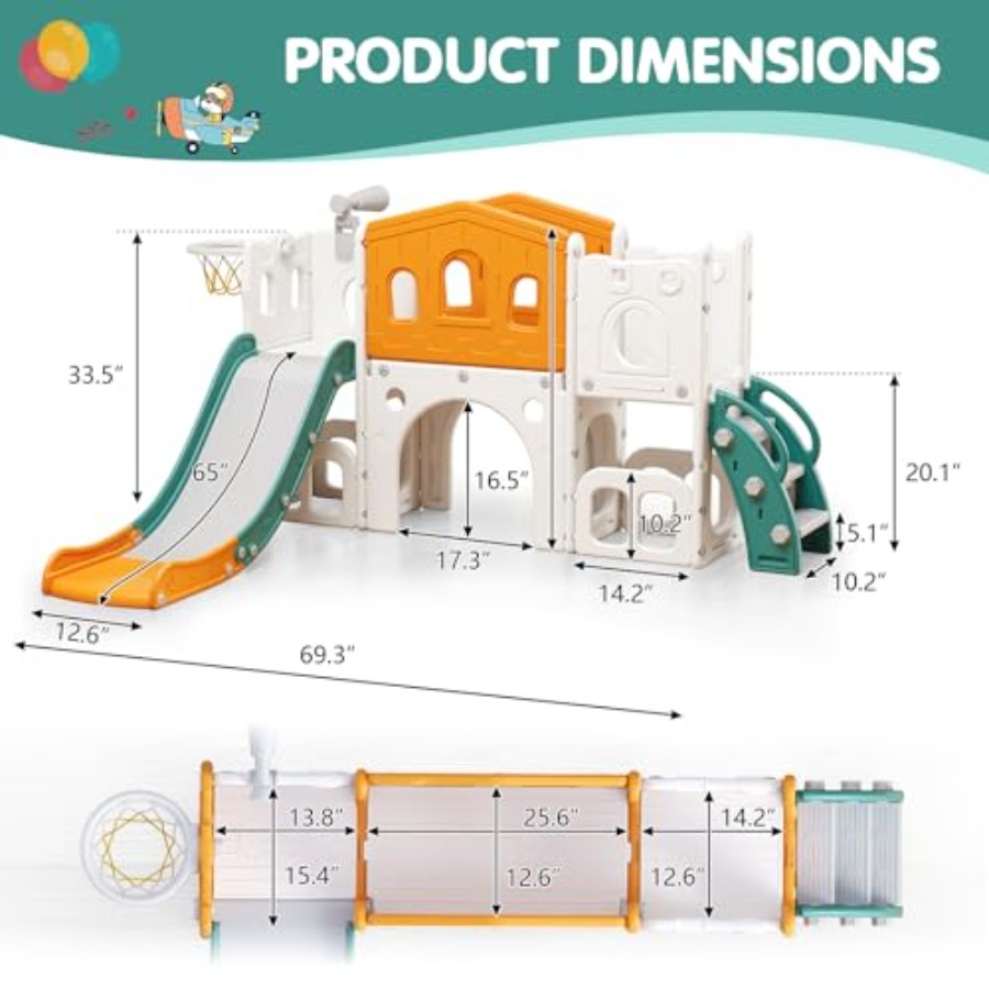 8 in 1 Toddler Slide Set Kid S - Kids Outdoor Basketball ulasan dan harga