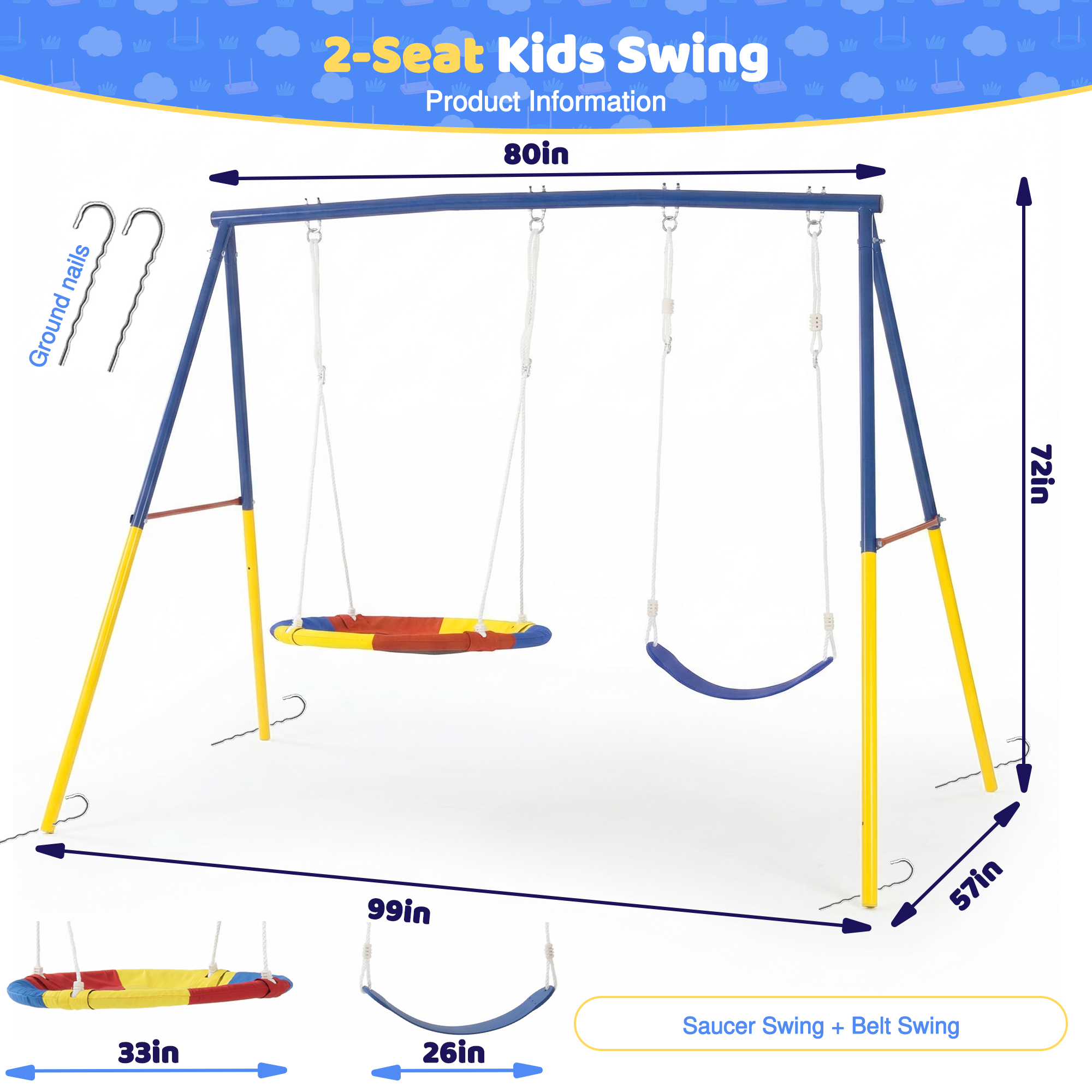 Outdoor Swing Set with Backyar - Kids Outdoor Activity Toys ulasan dan harga