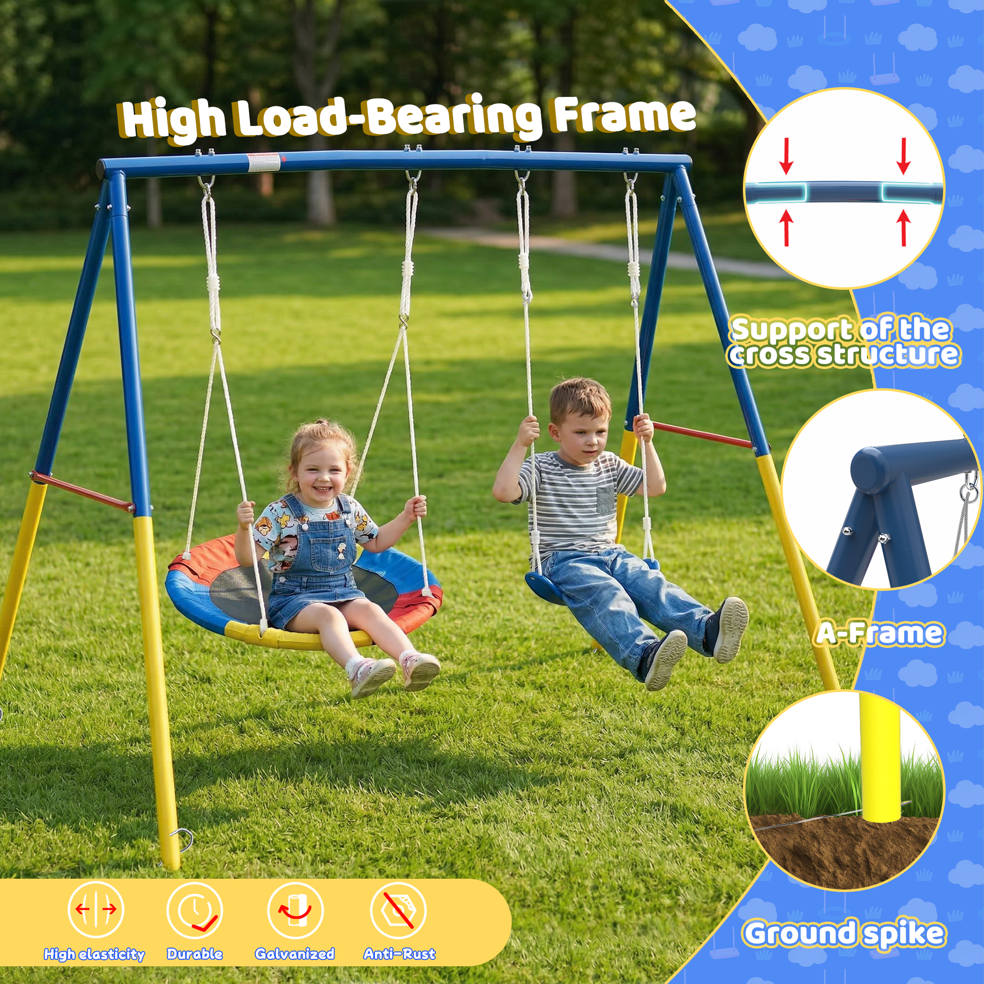 Outdoor Swing Set with Backyar - Kids Outdoor Activity Toys ulasan dan harga