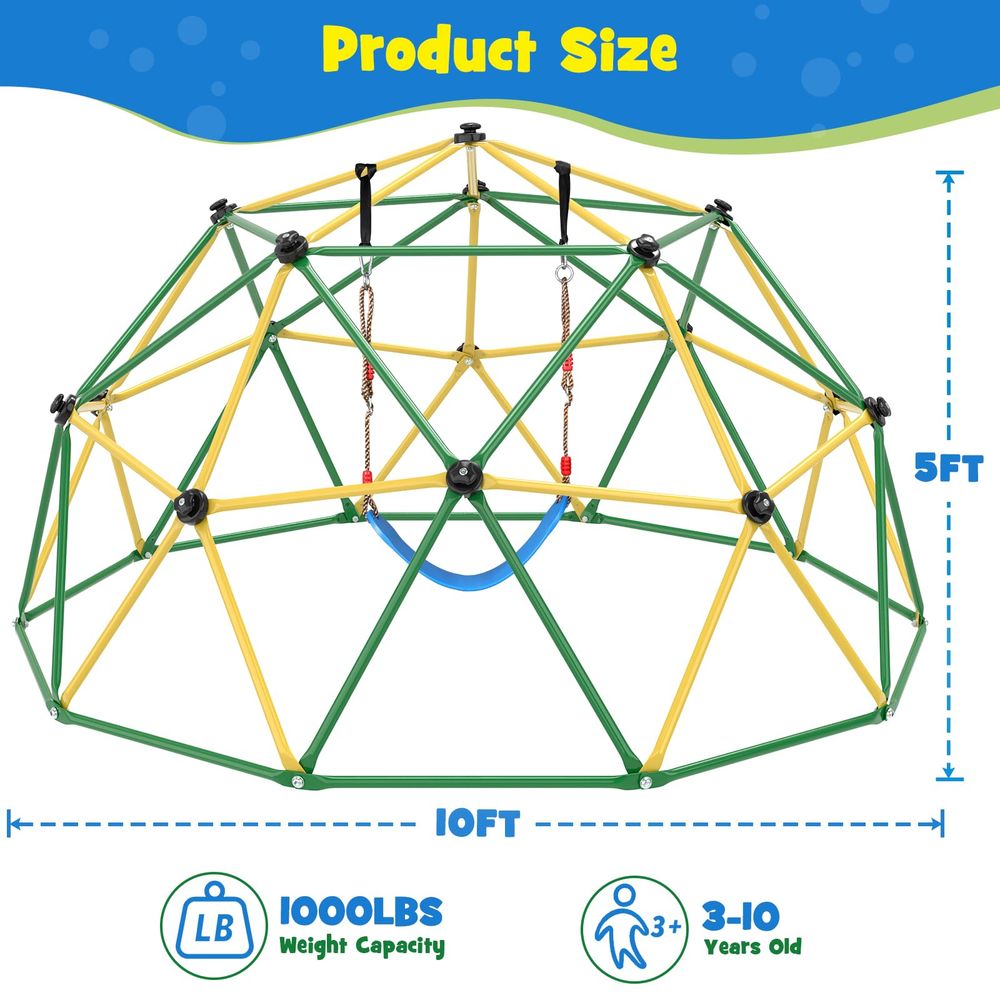 Climbing Dome, 10FT Climber wi - Kids Outdoor Hammock Swing ulasan dan harga